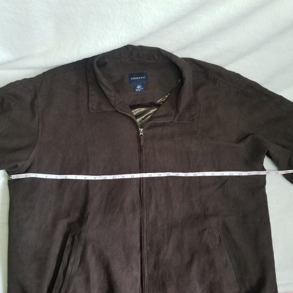 Harbor Bay Brown Lightweight Faux  Suede Classic Full Zip Jacket XL Tall - Picture 7 of 12